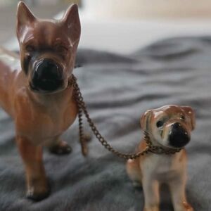Ceramic Dog Figurine Set - Brown